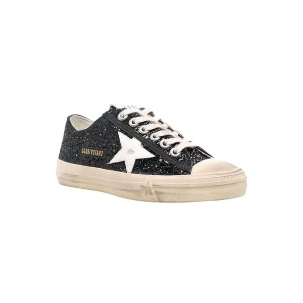 Women's V-Star 2 Rubber Toe Glitter Upper Sneakers (Black/White)