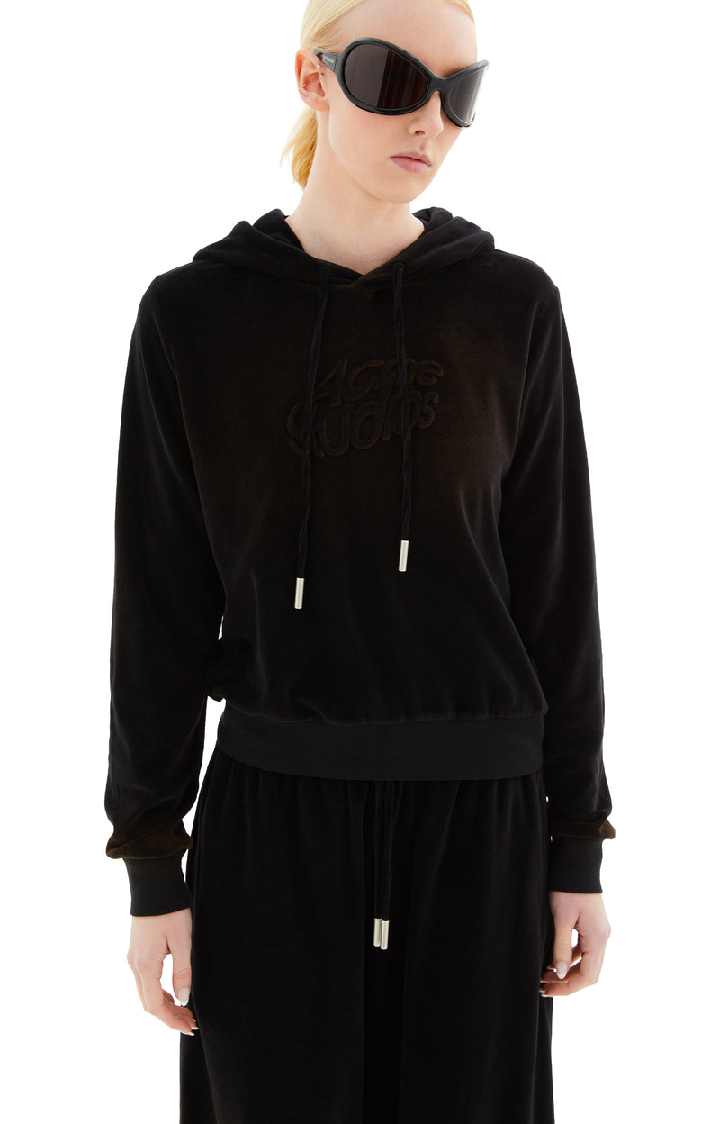 Velour Hooded Sweater (Black)