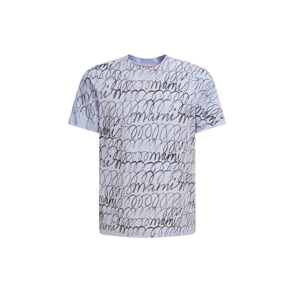 Organic Cotton T-shirt With Marni Scribble Motif (Illusionblue)