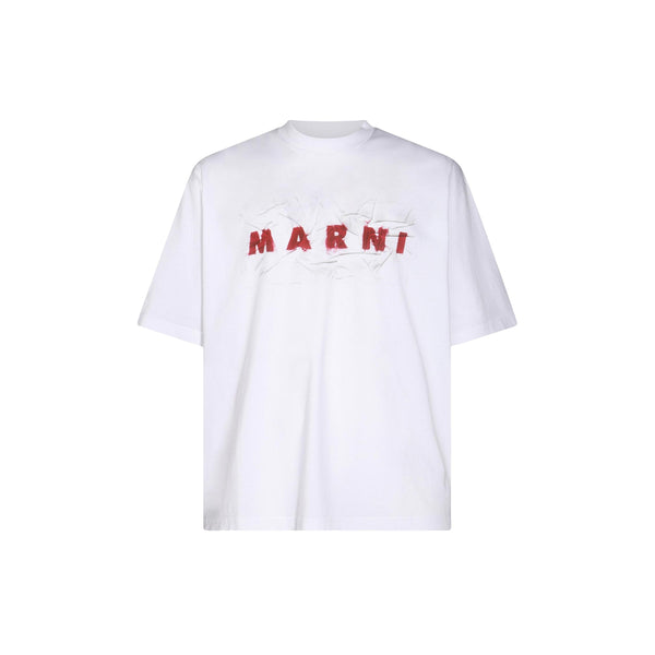 T-shirt With Crinkled Marni Logo (LilyWhite)