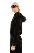 Velour Hooded Sweater (Black)