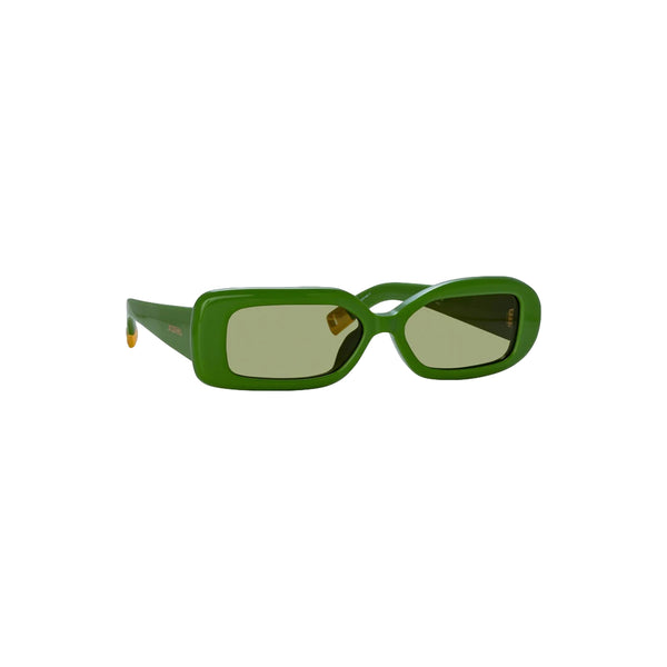 x Linda Farrow Rond Rectangular Sunglasses (Jade Green/ Yellow Gold/ Khaki)