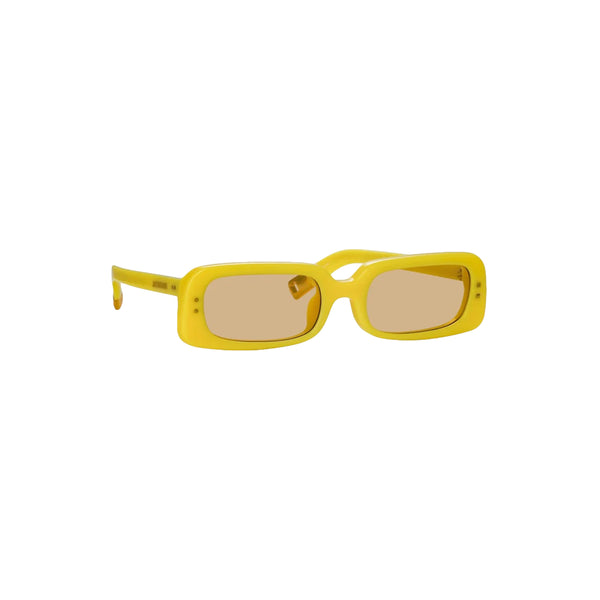 x Linda Farrow Azzurro Rectangular Sunglasses (Pear Sorbet/ Yellow Gold/ Yellow)