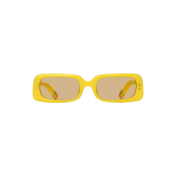 x Linda Farrow Azzurro Rectangular Sunglasses (Pear Sorbet/ Yellow Gold/ Yellow)