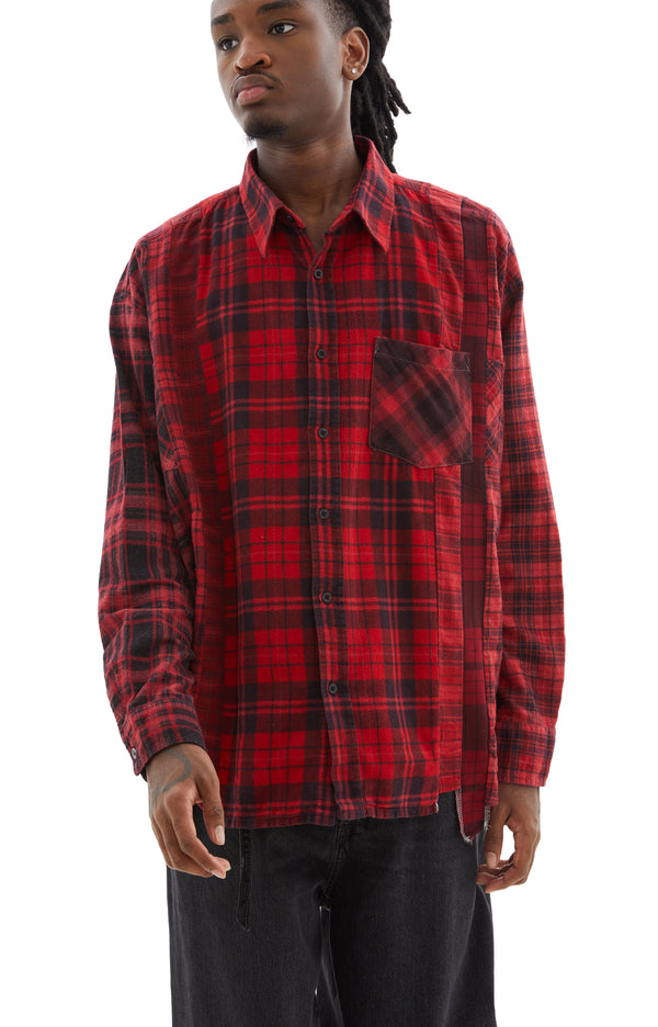 Rebuild by Needles 7 Cuts Wide Flannel Shirt (Red)