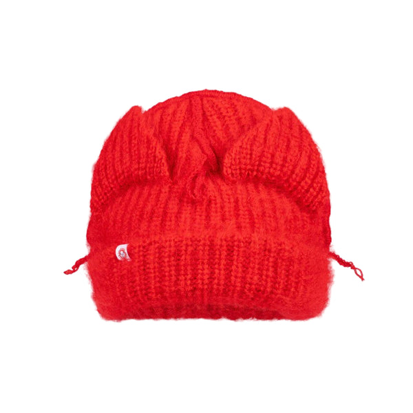 Mohair Chunky Ears Beanie (Red)