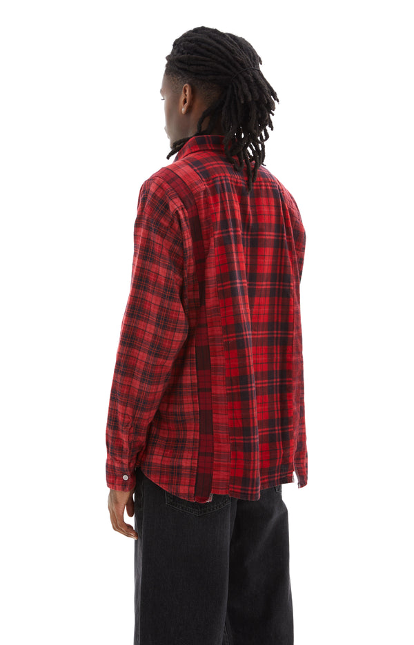 Rebuild by Needles 7 Cuts Wide Flannel Shirt (Red)