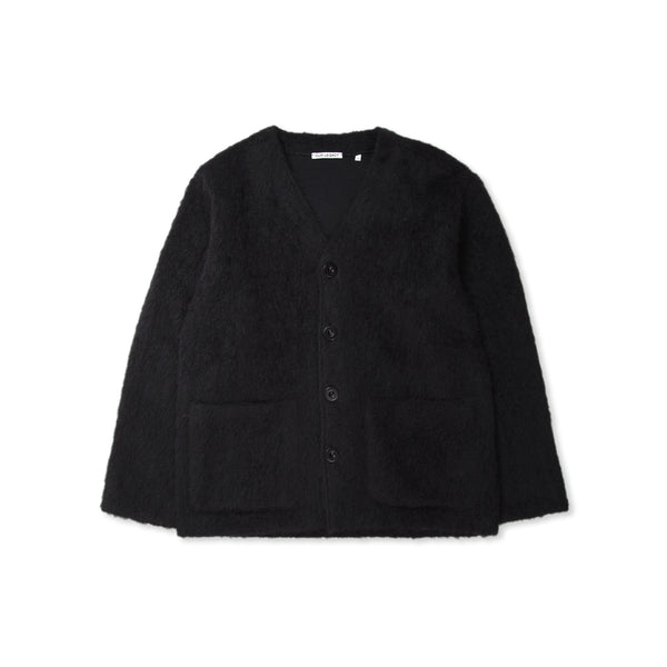 V-neck Mohair Cardigan (Black Mohair)