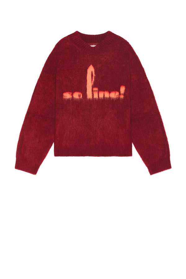 Brushed Mohair V-neck Sweater (Red)