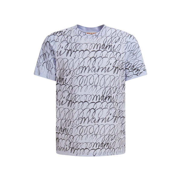 Organic Cotton T-shirt With Marni Scribble Motif (Illusionblue)