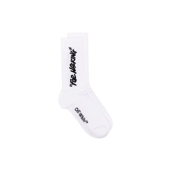 Quote Mid Calf Knit Socks (White/Black)