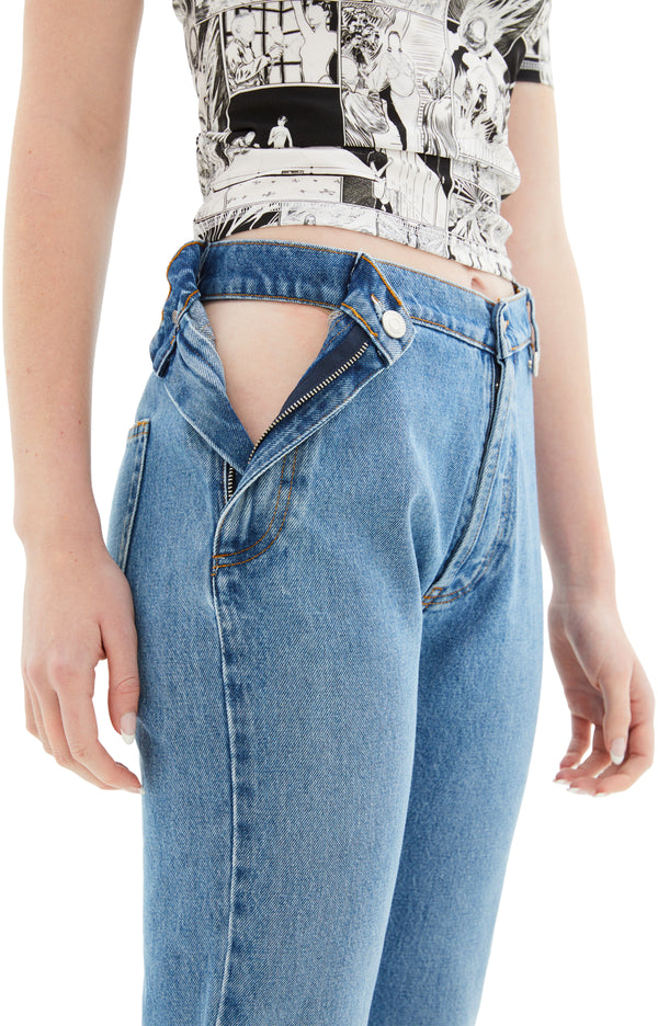 Open Hip Jeans (Washed Blue)