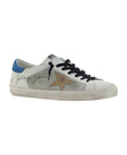 Men's Super Star Lizard Printed Star Nabuk Heel Sneakers (White/Ice/Beige/Blue)