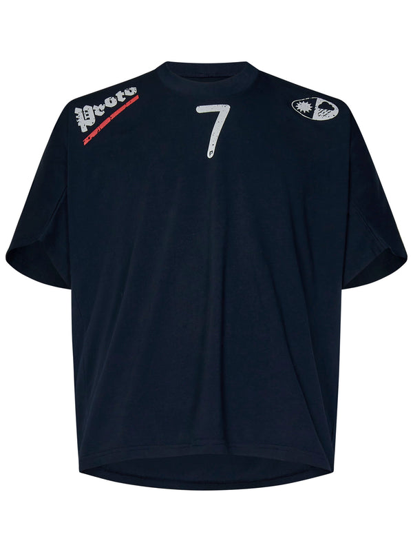 Moved Neckline T-shirt (Navy)