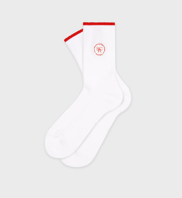 SRHWC Embroidered Socks (White/Bright Red)