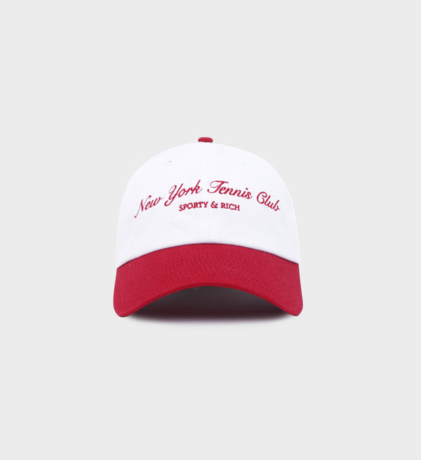 NY Tennis Club Embroidered Hat (White/Bright  Red)