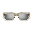 Squared Sharp Shape Sunglasses (Beige/Silver)