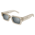 Squared Sharp Shape Sunglasses (Beige/Silver)