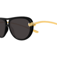 Double Bridge Aviator Shape Sunglasses (Black/Grey)