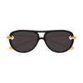 Double Bridge Aviator Shape Sunglasses (Black/Grey)