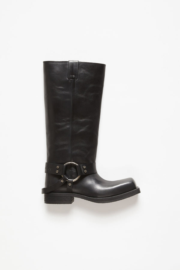 Leather Buckle Boots (Black)