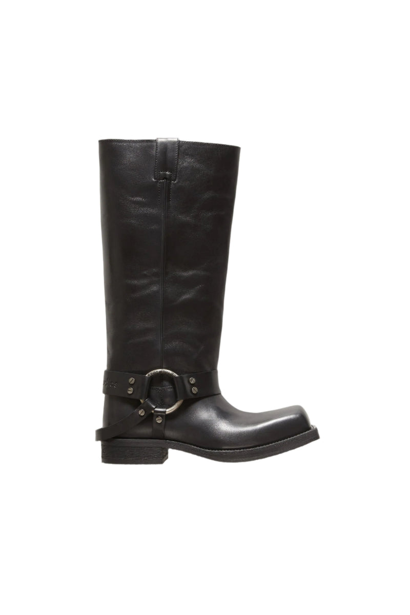 Leather Buckle Boots (Black)