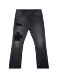 Patchwork Flare Jeans (Black)