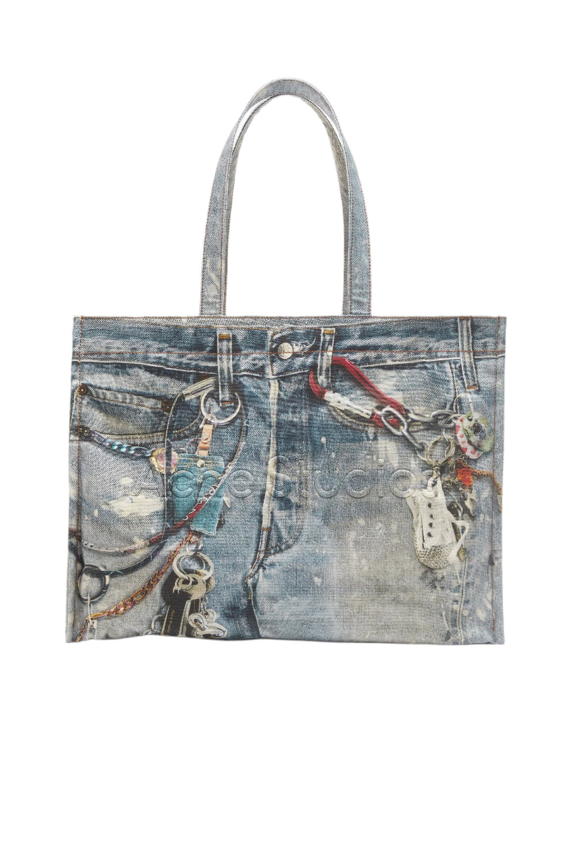 Printed Tote Bag (Mid Blue)