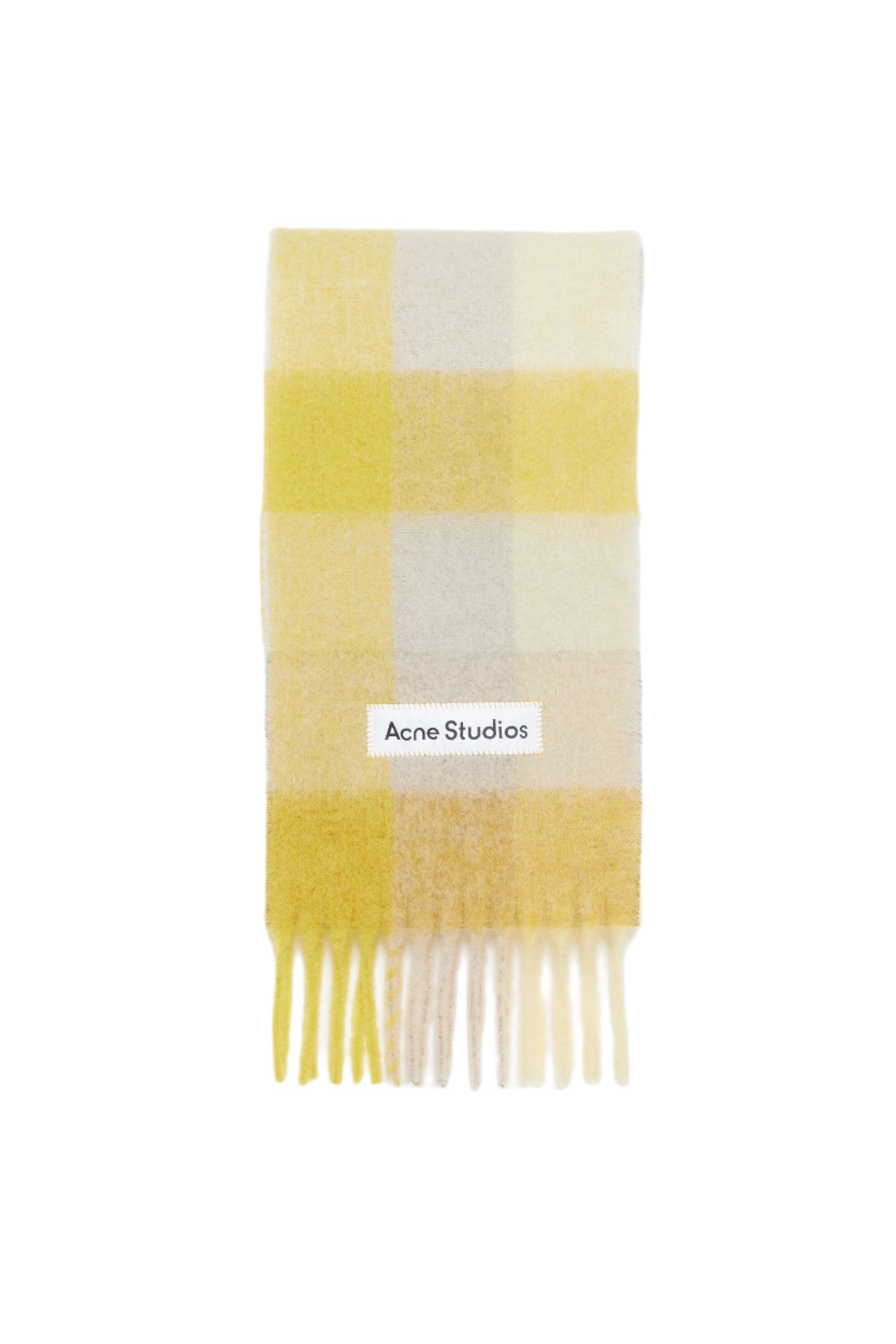 Mohair Checked Scarf (Beige/Yellow)