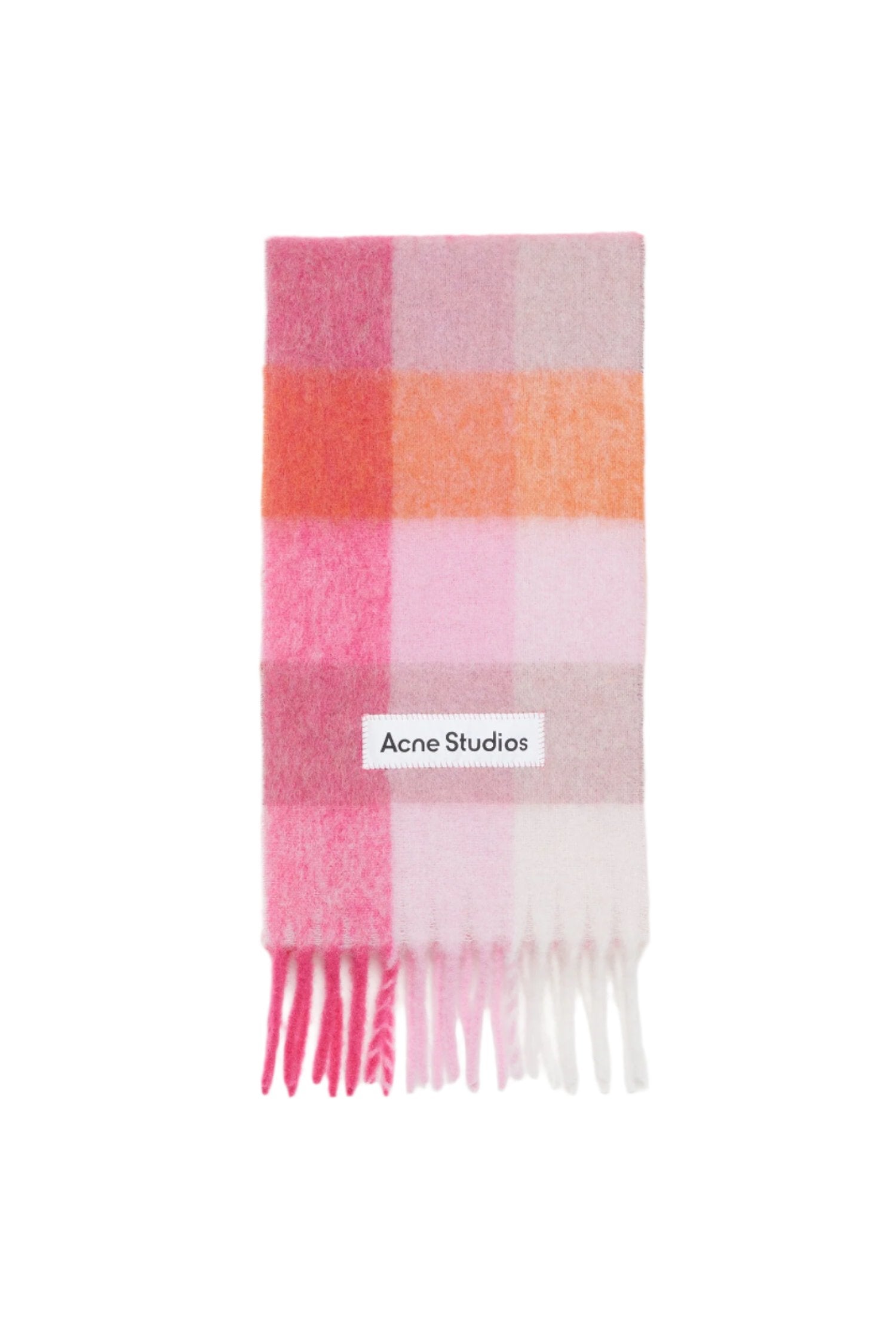 Mohair Checked Scarf (Pink/Fuchsia/White)