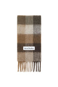 Mohair Checked Scarf (Dark Brown/White/Brown)