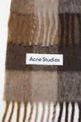 Mohair Checked Scarf (Dark Brown/White/Brown)