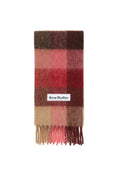 Mohair Checked Scarf (Red/Pink/Beige)