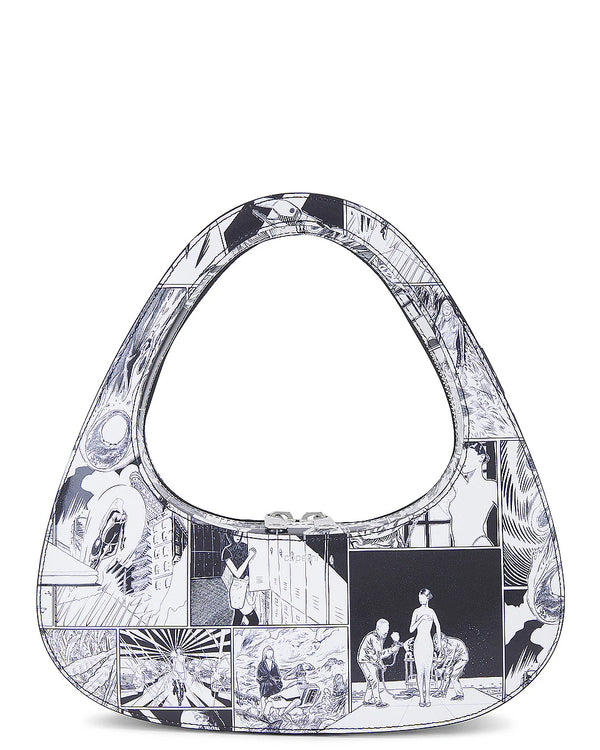 Comic Print Baguette Swipe Bag (Black/White)