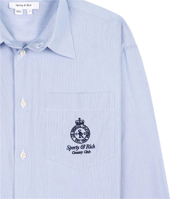 Crown Oversized Shirt (Blue/White Thin Stripe)