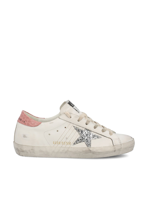 Women's Super Star Cocco Printed Heel Sneakers (White/Silver/Pink)