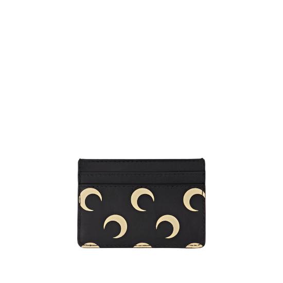 Moon Screenprint Leather Card Holder (Inverse Tan)