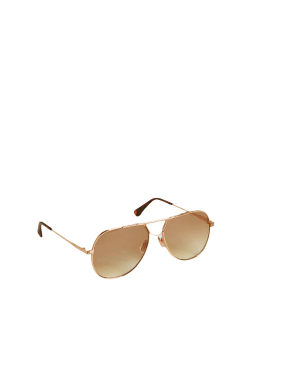 Aviator Style Sunglasses (Pink Gold/Honey)