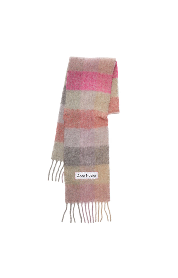 Mohair Checked Scarf (Fuchsia/Lilac/Pink)