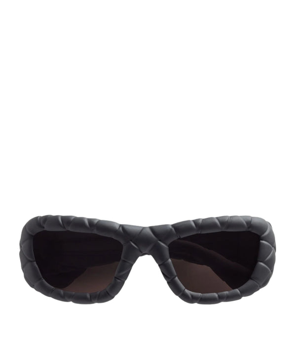 Intrecciato Rectangular Sunglasses (Black/Grey)