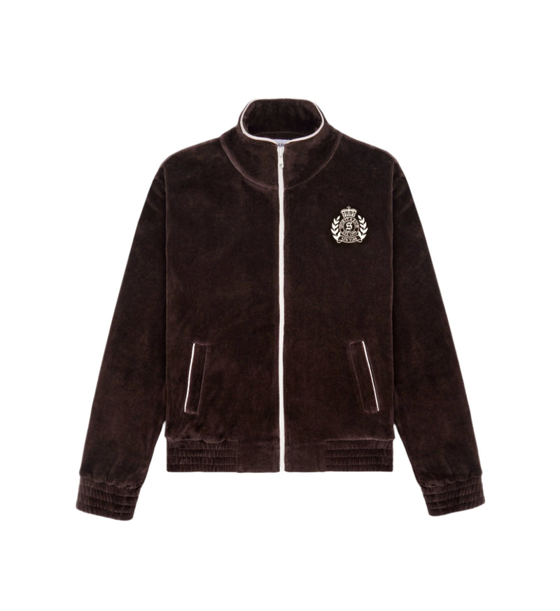 NY Crest Velour Track Jacket (Chocolate)