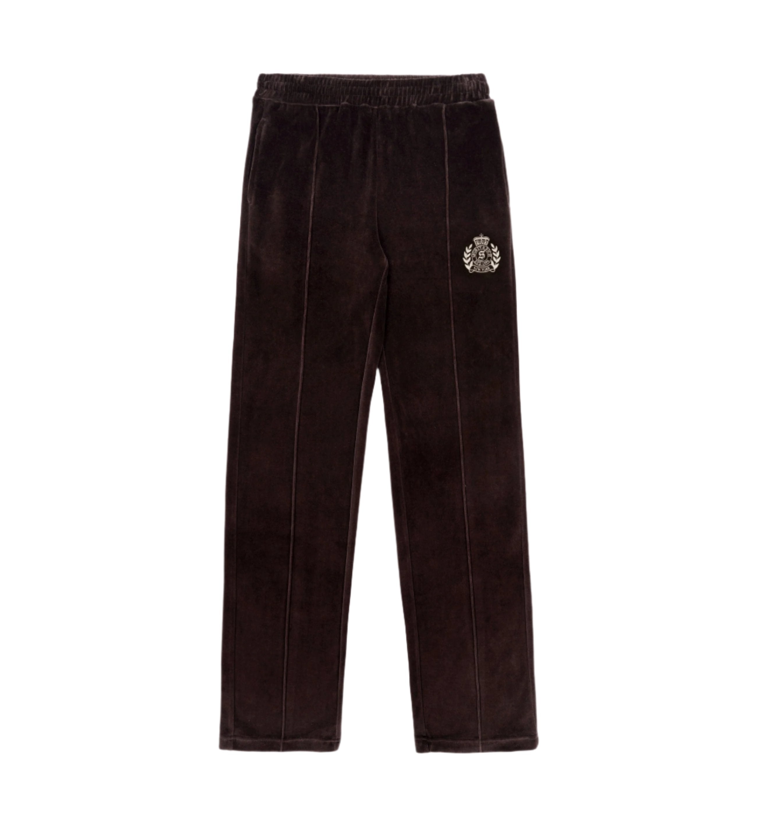 NY Crest Velour Track Pants (Chocolate)