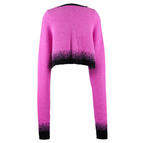 Cropped	Boxy Knit Cardigan (Pink Fade)