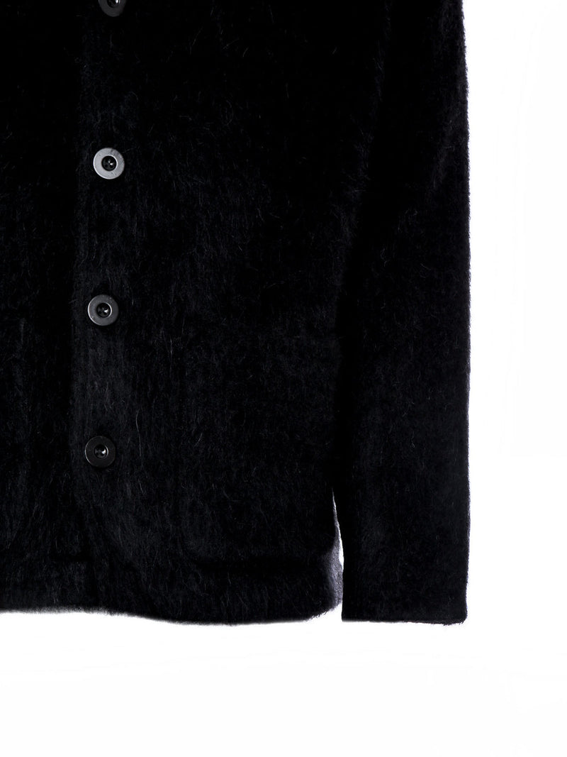 V-neck Mohair Cardigan (Black Mohair)