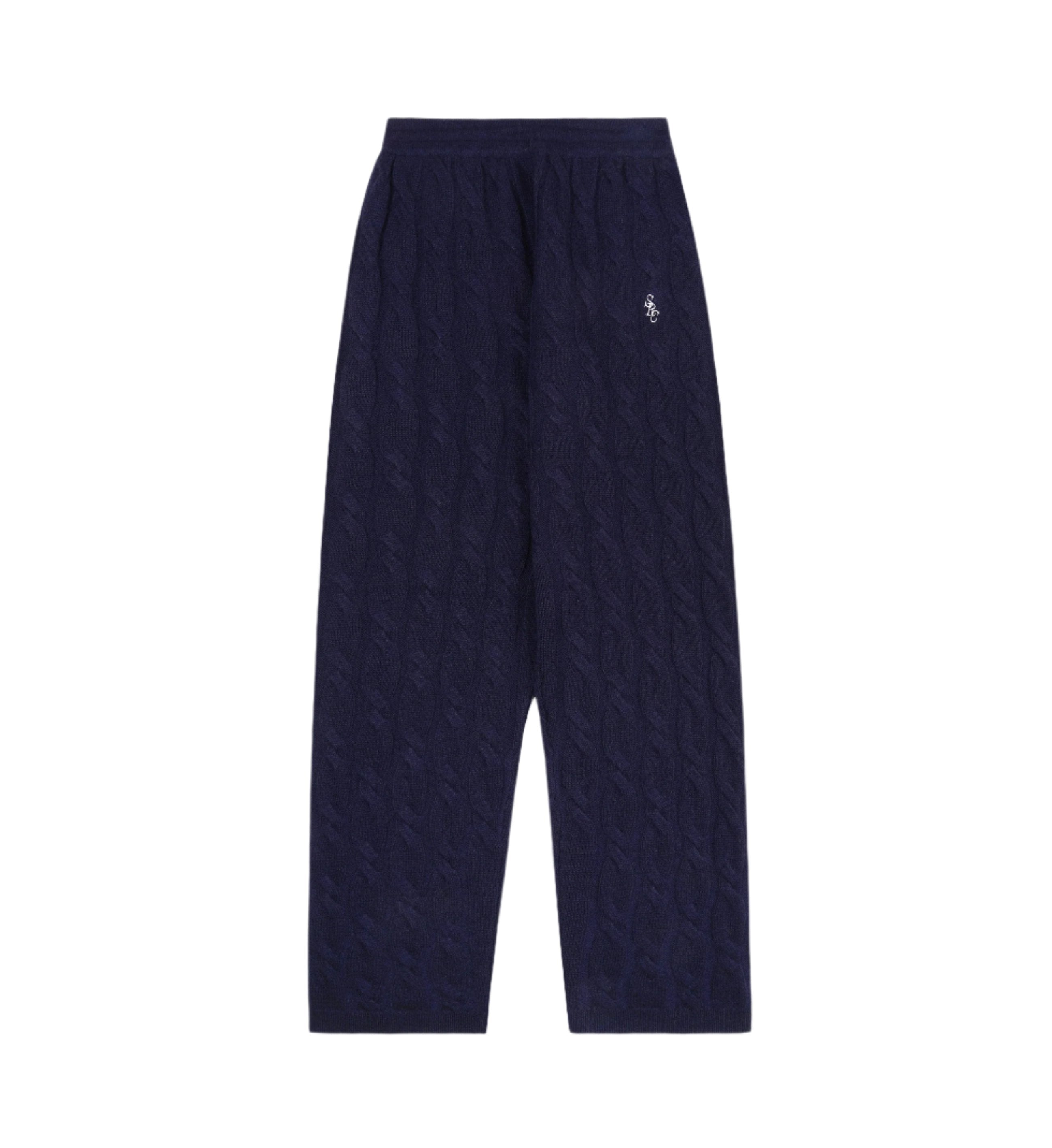 SRC Cable-knit Cashmere Trousers (Navy)