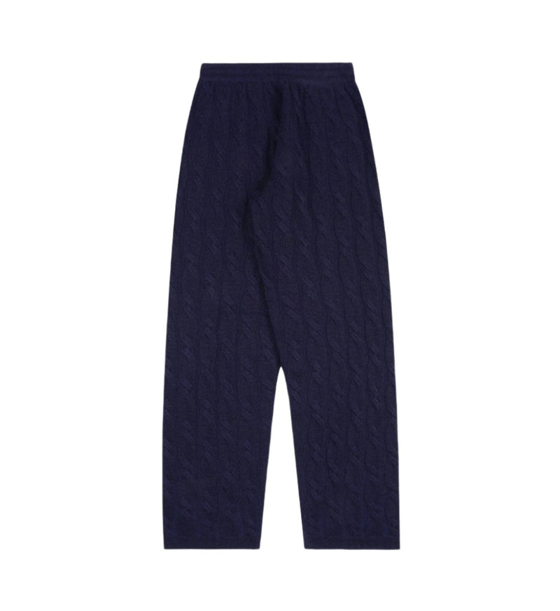 SRC Cable-knit Cashmere Trousers (Navy)