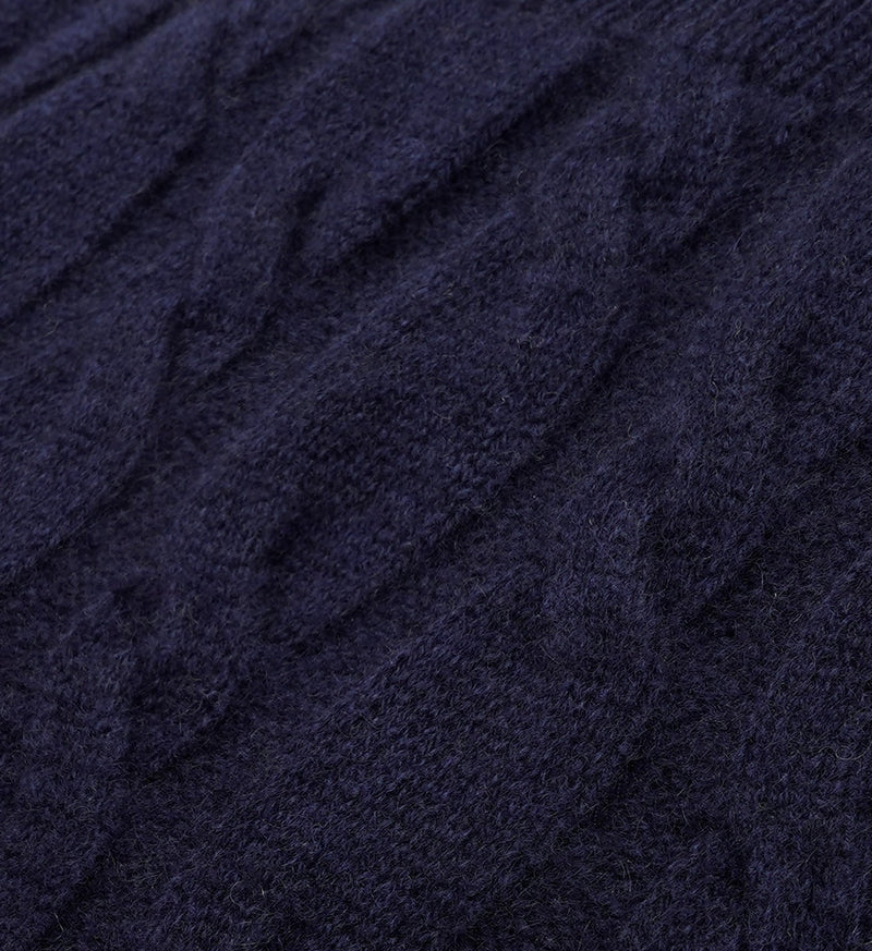 SRC Cable-knit Cashmere Trousers (Navy)