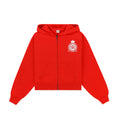 Royal Club Zipped Cropped Hoodie (Bright Red/White)