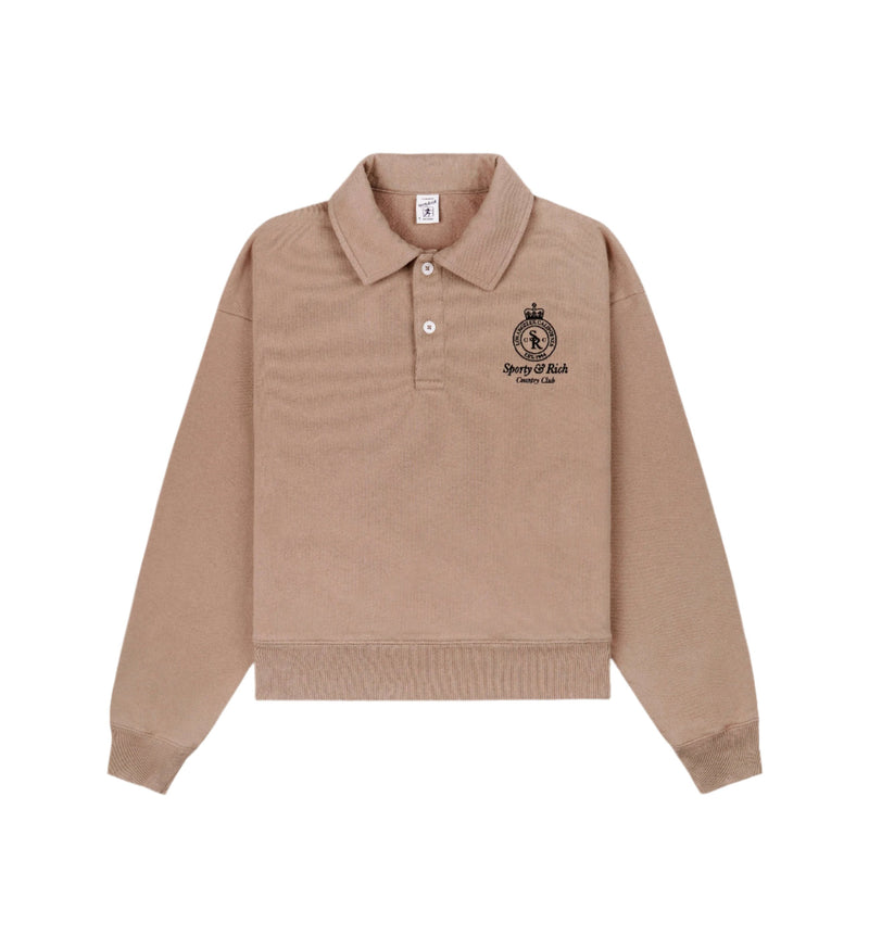 Crown Embroidered Polo (Mink)