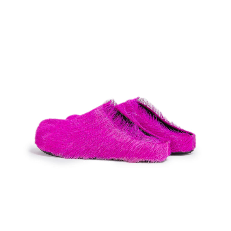 Long-haired Calfskin Fussbett Sabot (Fuchsia)